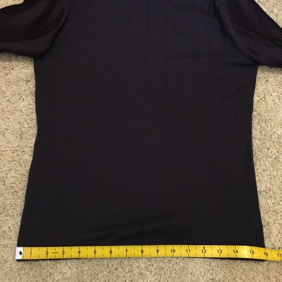 Plum Ribbed Balloon Sleeve Knit Mock Neck Frilly Sweater - Picture 14 of 16